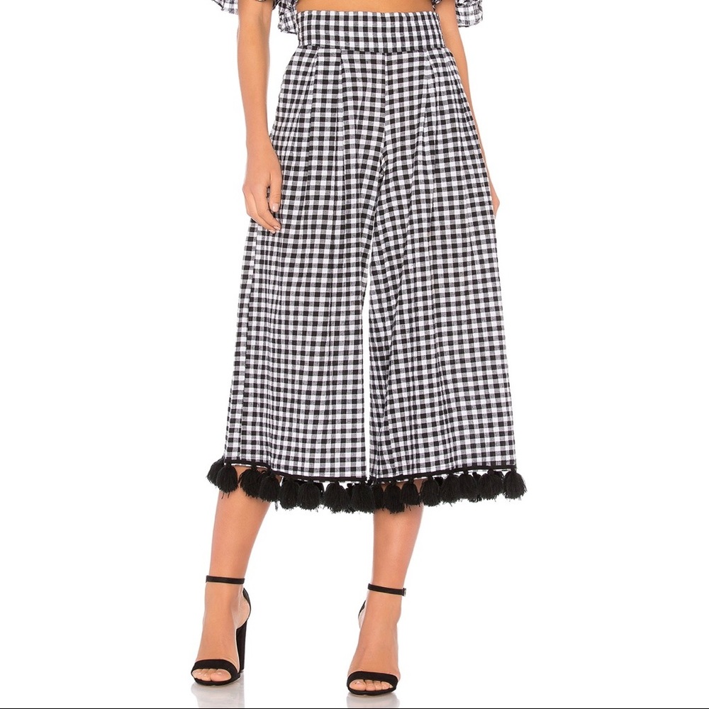 Misa Gingham Pants with Pom Details